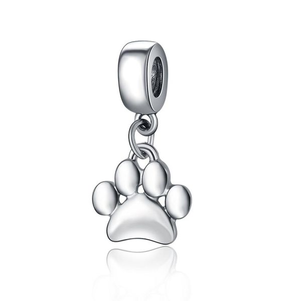 

fits bracelets 30pcs cute dog paw print dangle pendant charms beads silver charms bead for women diy european necklace jewelry4443645, Black