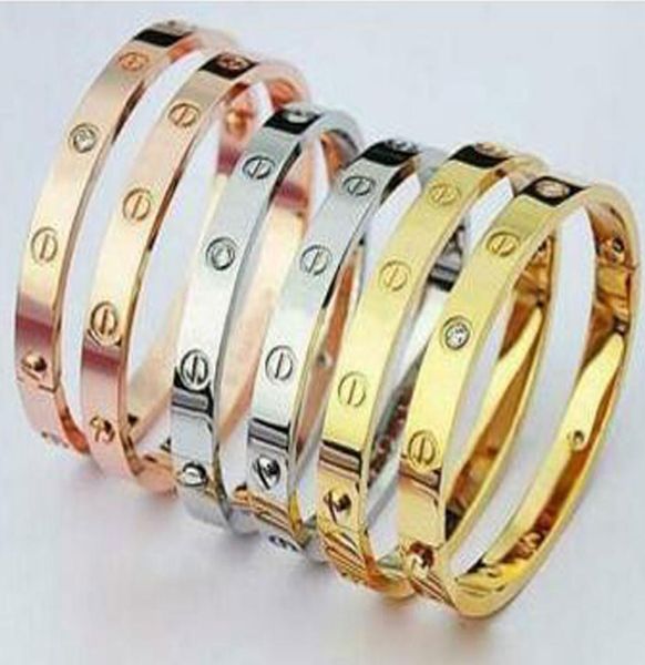 

men women stainless steel love bangle bracelets gift never fade fashion designer jewelry rose gold screw bangle bracelet with scre7967988, Black