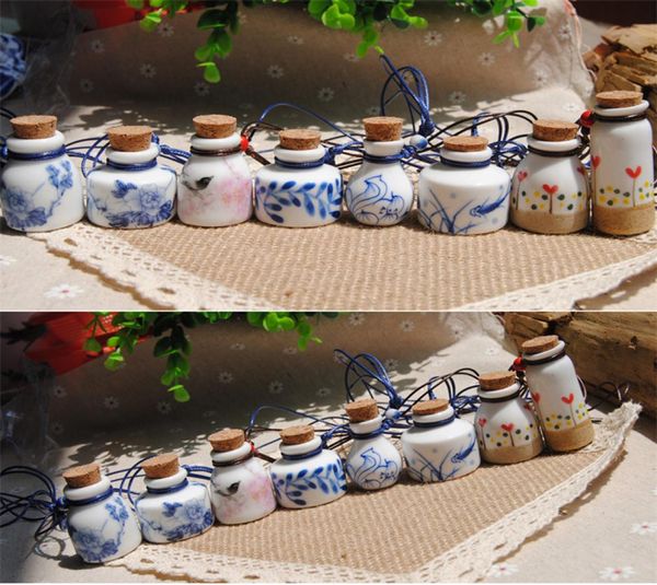 

essential oil diffuser necklaces colourfol flowers ceramics adjustable pendant rope necklace vintage wishing perfume bottle for me5903435, Silver