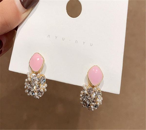 

925 silver needle heartshaped pink stud earrings simple earrings sweet earrings4041436, White