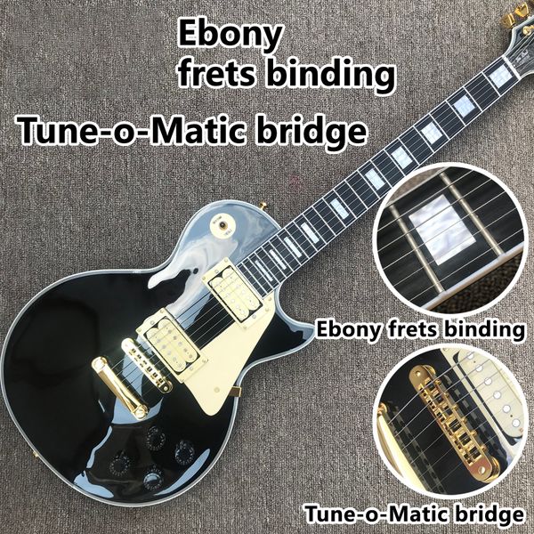 

custom shop, made in china,custom electric guitar,ebony fingerboard,frets binding,tune-o-matic bridge,gold hardware