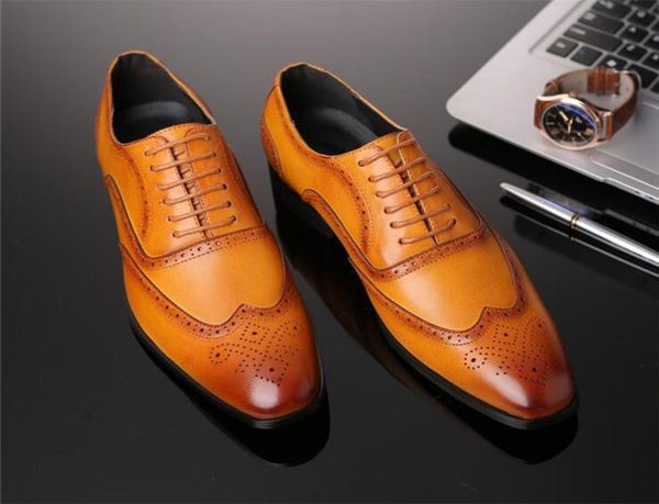 

men oxford shoes men leather dress shoe fashion business brogue men shoes mens pointed wedding shoes plus size 38486258509, Black