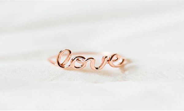 

the new tide fashion love word ring romantic goldplated plating silver or rose gold ring whole selling high uality rings4919286, Golden;silver