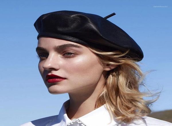 

berets 2021 autumn and winter beret fashion casual pu leather lady retro2786386, Blue;gray