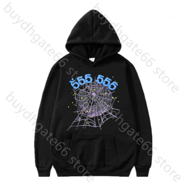 

2023 men and women hoodies fashion spider web sp5der 55555 comforters sets coat casual long sleeve autumn sweatshirt r7ub, Black