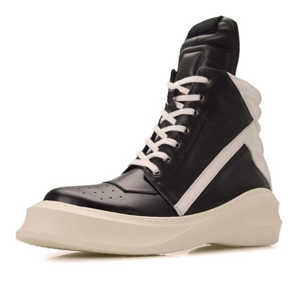 

round toe men boots genuine leather lace up winter shoes for men height increasing shoes men winter 92020d507483286, Black