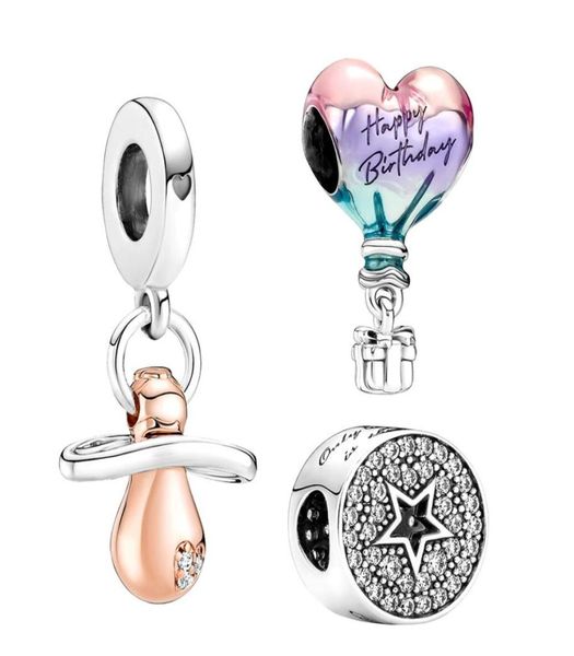 

925 sterling silver pendant charms for original box happy birthday air balloon charm european bead charms bracelet necklace jewelry7351703, Bronze;silver