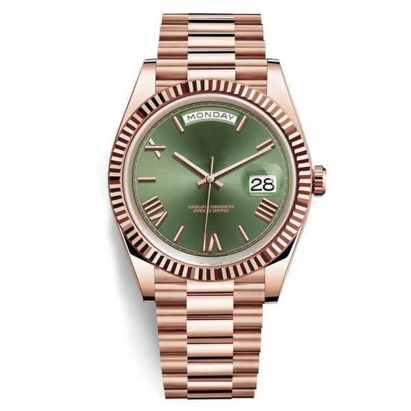 

20 colour yellow rose gold president face big date automatic mechanics watch waterproof stainless steel mens watc2652, Slivery;brown