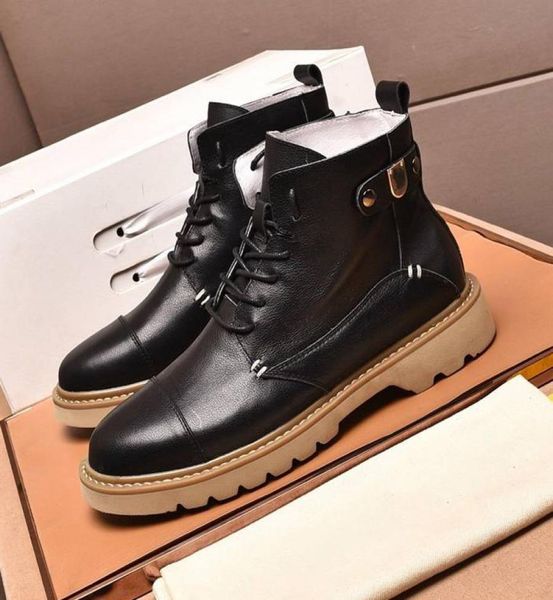 

brand design men cow leather high dress wedding shoe fashion laceup carve work tooling shoe winter snow desert ankle martin b9916527, Black
