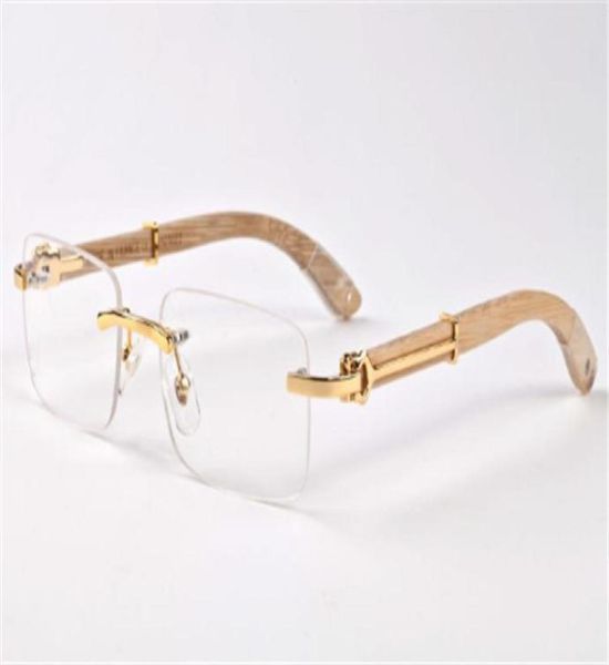 

wholeclassic buffalo wood plain mirror glasses fashion rimless rectangle men sunglasses lunettes de soleil size 5518140mm9552186, White;black