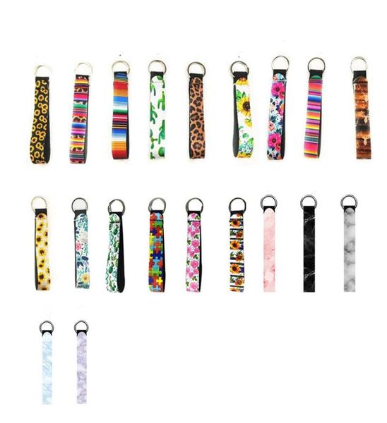 

marble printed keychains fashion wristband keychain neoprene key ring wristlet leopard serape multi colors key fob9816524, Silver
