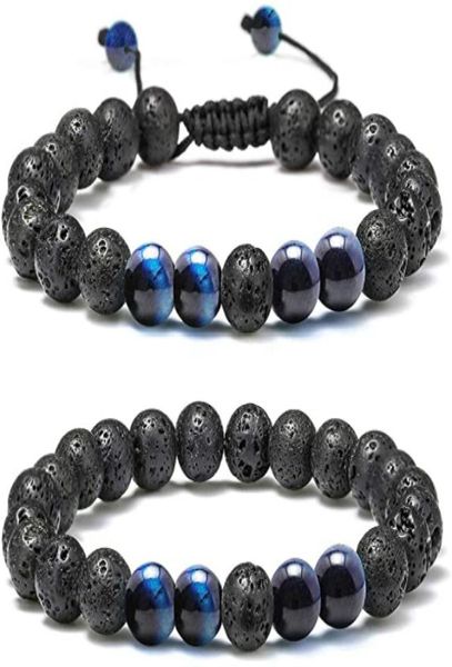 

yoga 8mm lava rock beaded strands bracelet tiger eye turquoise essential oil diffuser beads bracelets for women men fashion jewelr7126342, Silver