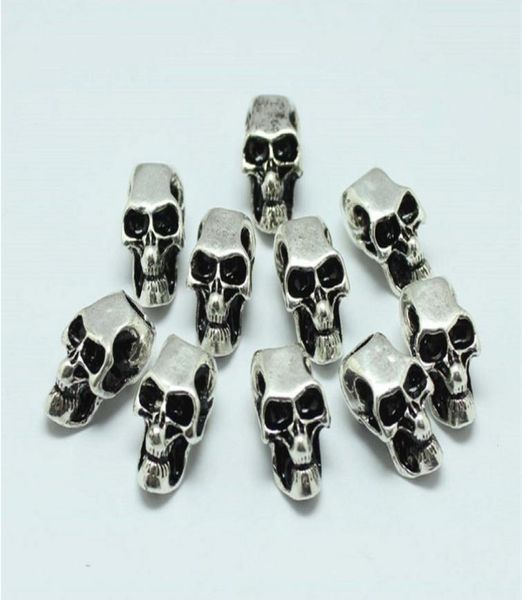

100pcslot evil skull heads skeleton zinc alloy big hole charm beads fit european chain bracelet paracord accessorie4682287, Black