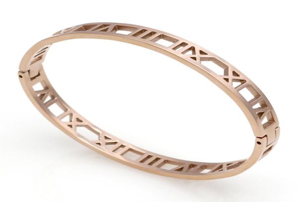 

delicate hollow roman numeral bracelets bangles titanium steel love bangle fine jewelry for women vacuum plating bangle3223925, Black