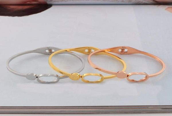 

classic letter hollow bracelet alphabet couple bracelets for men women titanium steel bangles jewelry3734582, Golden;silver
