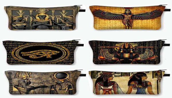 

egyptian art print cosmetic case women makeup bags egypt pharaoh anubis toiletry bag small handbag lipstick holder4505109
