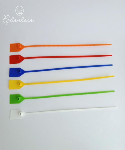 

printing disposable plastic seals woven braided bags sealing red strips printed zip tie lock system for sneakers shoe accessories7875170, White;pink