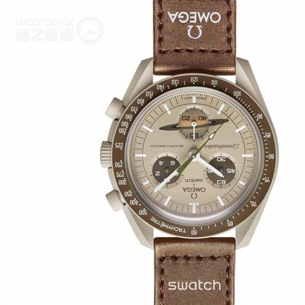 

2022 moon summer new designer 6 pins mark functional speedmaster planet quartz watch swatch couple watch bb022262s, Slivery;golden