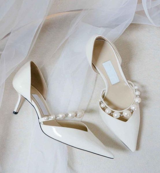 

elegant aurelie sandals shoes women pumps kittenheel pointed toe pearls embellished strap bridal wedding dress high heels eu4638394, Black