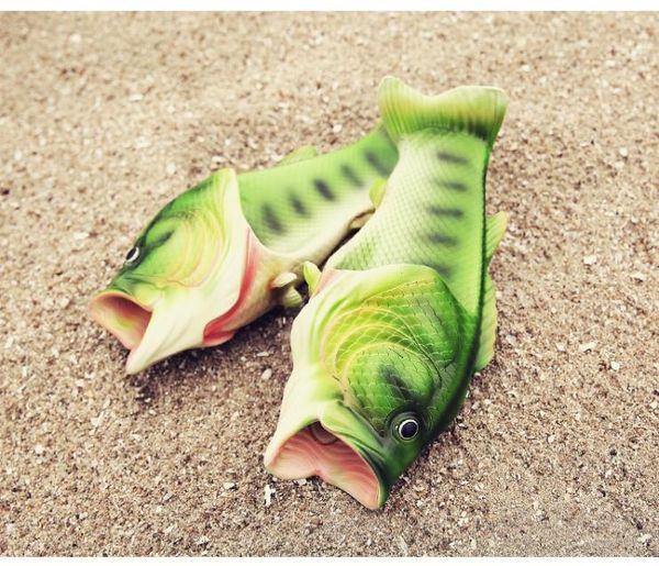 

new summer shoes men fish slippers flip flops sandals beach personality creative slippers big size 35459905165, Black