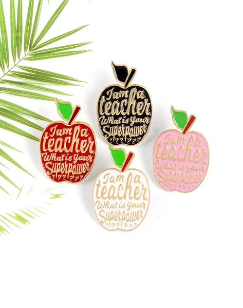 

red apple teacher quote i am a teacher badge brooches pink enamel pins lapel pin badges fruit plant jewelry gifts7361977, Gray