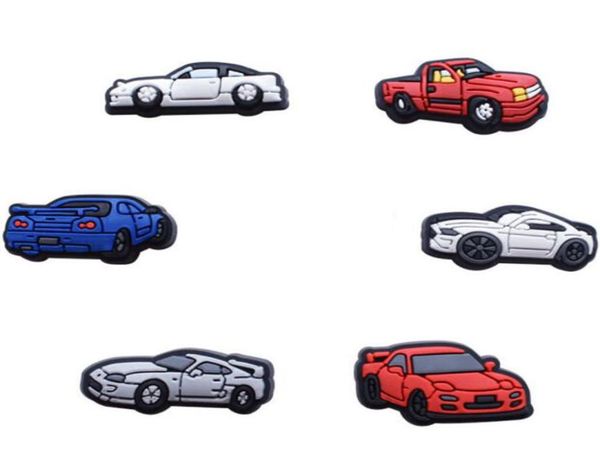 

instock 6 style car shoe charms pvc soft rubber shoe decoration accessories graden shoes flower jibbitz charms1900786, White;pink