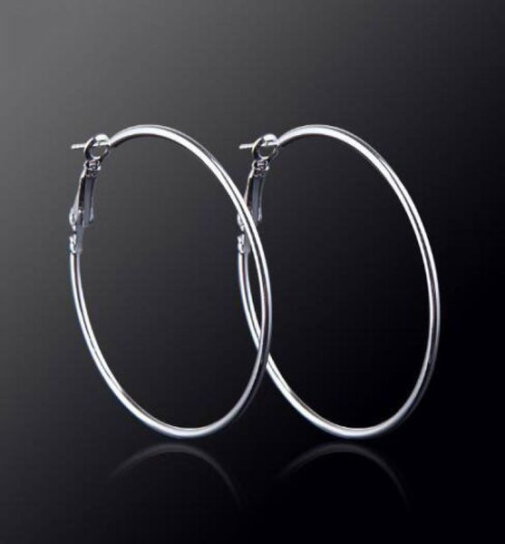 

925 sterling silver hoop earrings large diameter 27cm fashion party jewelry pretty cute christmas gift 6380222, Golden;silver