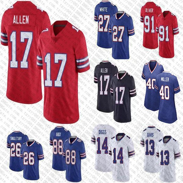 

stefon diggs von miller 17 josh allen custom football jerseys dawson knox gabriel davis tredavious white tyler bass micah hyde dion dawkins, Black;red