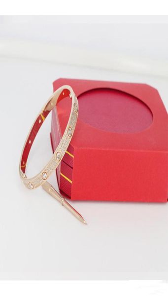 

316l titanium steel men and women love screw bracelets with full cz diamond silver rose gold bangle with screwdriver bracelet2868241, Black