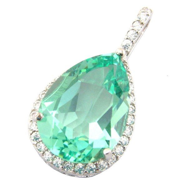 

silver pendant green spinel pendant women necklace