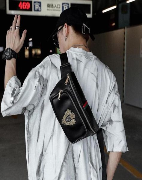 

waist bags fashion designer chest bag men fanny pack embroidered leather crossbody shoulder black purse men039s belt bum 20217243123
