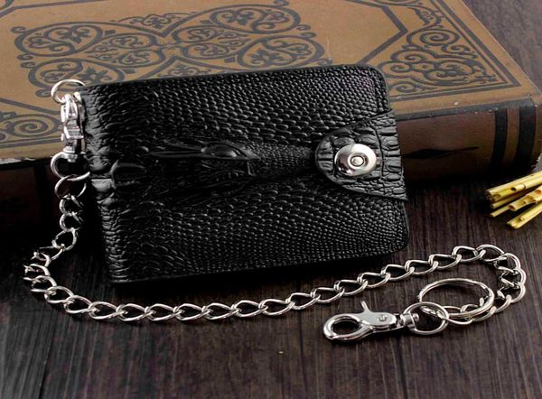 

designervintage mens boys snap many card slots leather biker trucker leather chain wallet8437214, Red;black