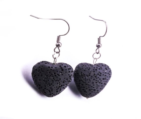

fashion 10colors heart love lava stone earring aromatherapy essential oil perfume diffuser dangle earrings for women jewelry8499539, Silver