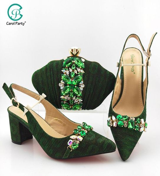 

new arrival italian design shoes with matching bags set decorated with rhinestone women shoes and bags to match set party pumps lj1995048, Black