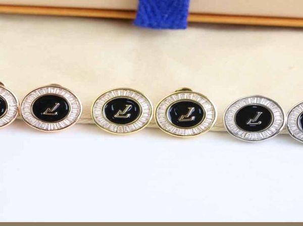 

v letter studs diamond earrings designer women 5a zircon crystal black enamel 316l stainless steel jewelry luxury earrings bijoux 3082921, Golden;silver