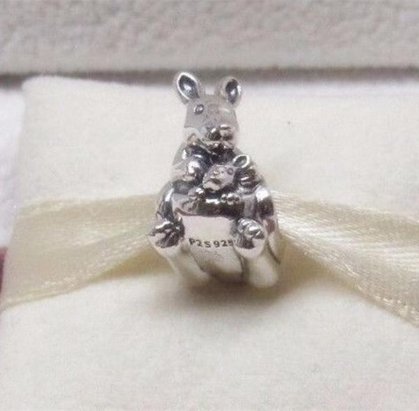 

new 100% s925 sterling silver kangaroo charm bead fits european jewelry bracelets8806016, Black
