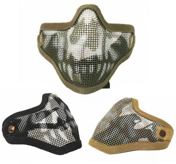 

tactical ghost mesh airsoft mask paintball half face protection strike style9193366, Black;white