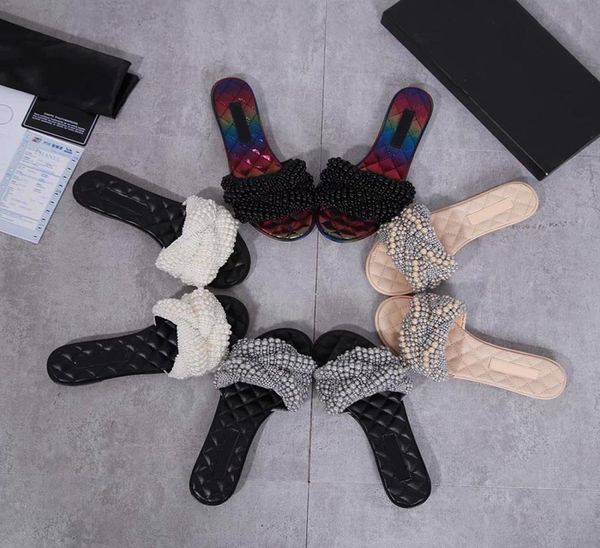 

new women pearl bleach shoes whole slippers flat bottom flip flops summer women beach slides slipper casual shoes slip on3225942, Black