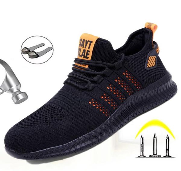 

men work safety shoes steal toe safety shoes sneaker large size construction antipuncture outdoor sports light shoes 2203229550219, Black;brown