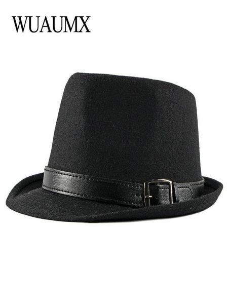 

wuaumx autumn winter retro jazz hats middle aged men felt fedoras cap for male solid trilby panama hat black bowler wide brim3095290, Blue;gray