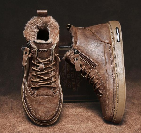 

boots winter sneakers sports shoes men botas cotton wool mans footwear keep warm tool boots trend footwear tenis 22117283605, Black