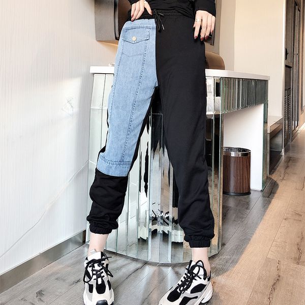 

women's pants harem vintage high waist jeans woman boyfriend's full length mom cowboy denim vaqueros 230905, Black;white