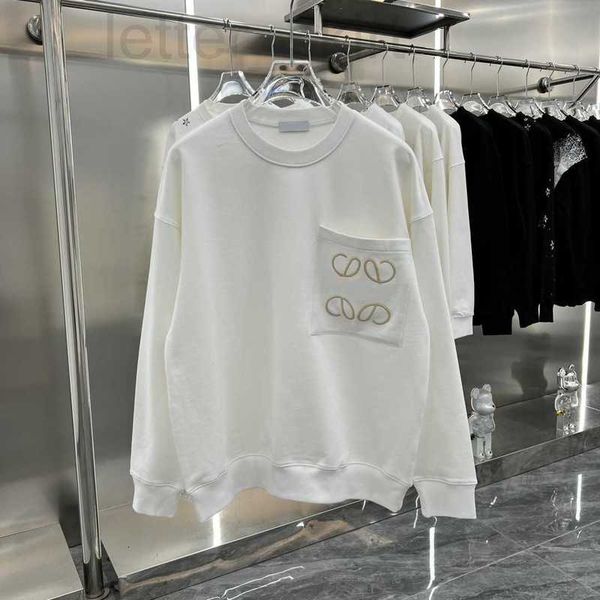 

mens letter sweater & sweatshirts designer correct version new flower embroidery letter round neck heavy leather sweater unisex, Black