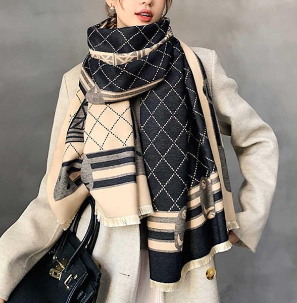 

scarves 2022 new autumn and winter new scarf female british bagh bristled cashmere scarf shawl dualuse thick couple scarf t2209197964516, Blue;gray