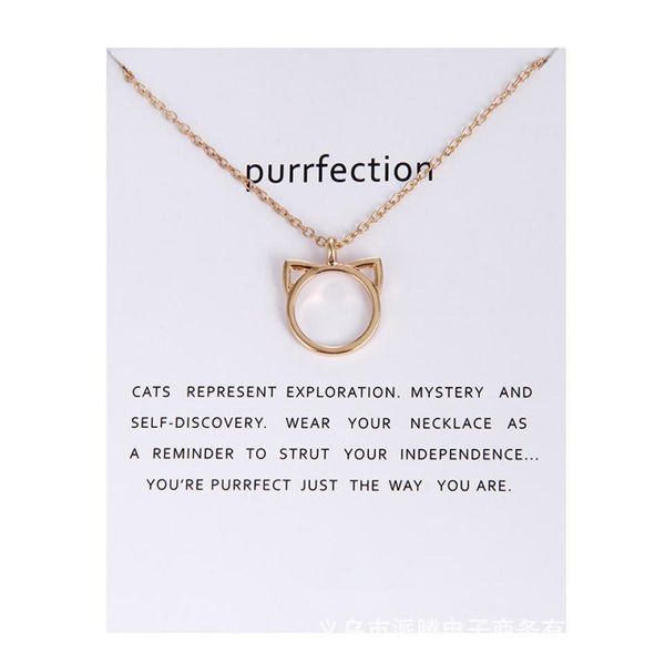 

no dogeared logo fashion jewelry purrfection cat ear alloy pendant short necklace women mother day gift whole4851323, Silver