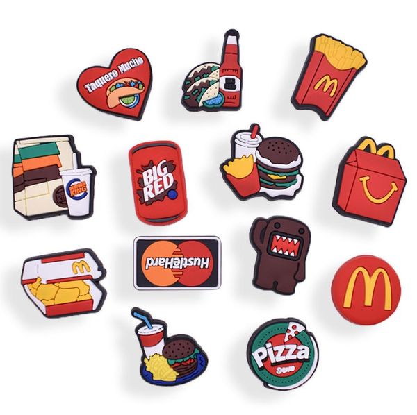

soft rubber cute burger fries charms shoe parts accessories buckle charm buttons gift9797723, White;pink