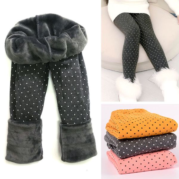

trousers girls pants autumn winter thick warm kids baby bottom leggings colorful print dot children 230906, Blue