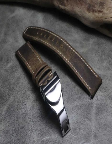 

20 21 22mm genuine leather hand stitching vintage watch straps watchbands universal wristband high grade buckle for tudor series h5660784, Silver