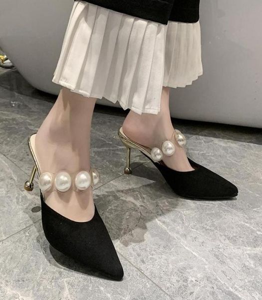 

sandals pearl black women slippers summer shoes woman mules heels 2021 womens outdoor most sold products6966165