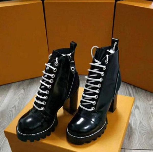 

2019woman039s leather shoes lace up ribbon belt buckle ankle boots factory direct female rough heel round head autumn winter ma3650683, Black